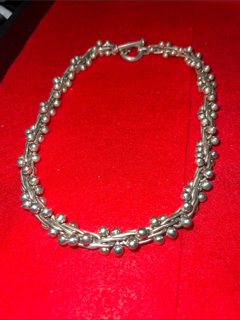 Sterling Silver/925 DNA Twist Beaded Necklace - 16” (118grams)